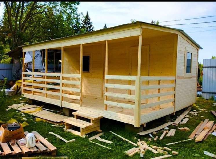 Бытовка 6 × 2,30 м + 6 × 2 м веранда